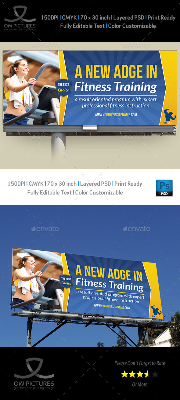 GraphicRiver Fitness GYM Billboard Template 9090734 GraphicRiver Fitness GYM Billboard Template 9090734
