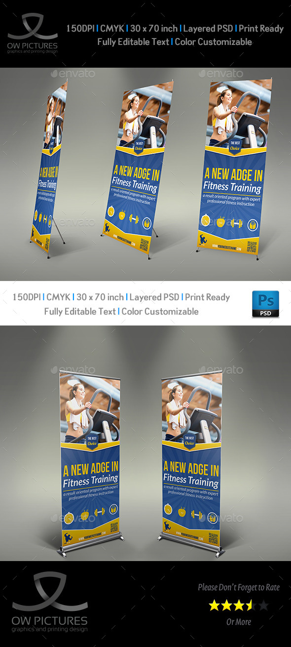 Fitness GYM Rollup Signage Banner Template (Signage)