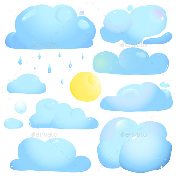 Clouds Sun and Rain Drops Clouds Sun and Rain Drops