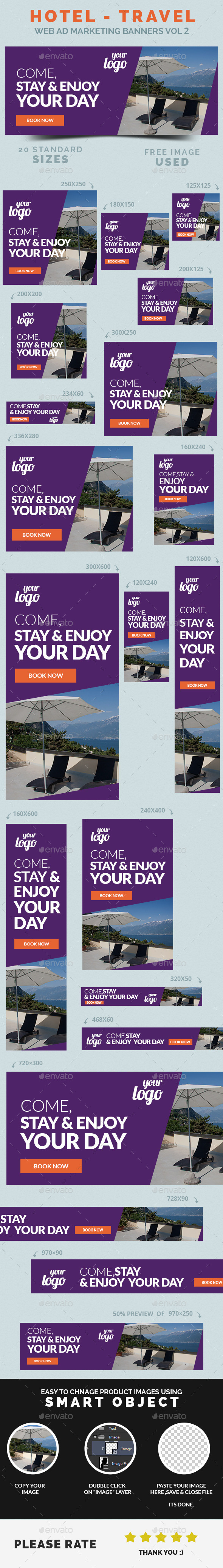 Hotel / Travel Web Ad Marketing Banners Vol 2 (Banners & Ads)