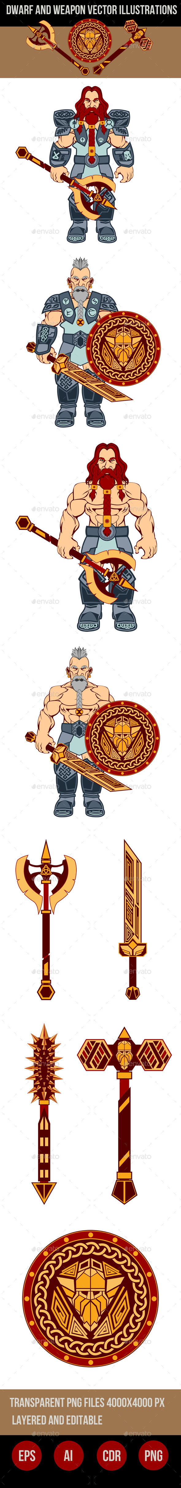 GraphicRiver Dwarfs and Weapons Vector Illustrations 9095601 GraphicRiver Dwarfs and Weapons Vector Illustrations 9095601