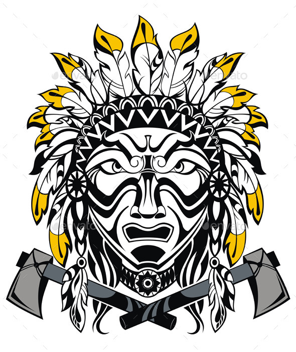 GraphicRiver Vector Illustration of Indian Man and Tomahawk 9098801 GraphicRiver Vector Illustration of Indian Man and Tomahawk 9098801