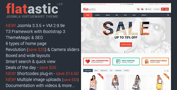 Flatastic Responsive Multipurpose VirtueMart Theme - Retail Joomla
