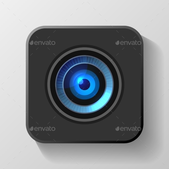 GraphicRiver Blue Camera Lens Icon on Black Vector 9103815 GraphicRiver Blue Camera Lens Icon on Black Vector 9103815