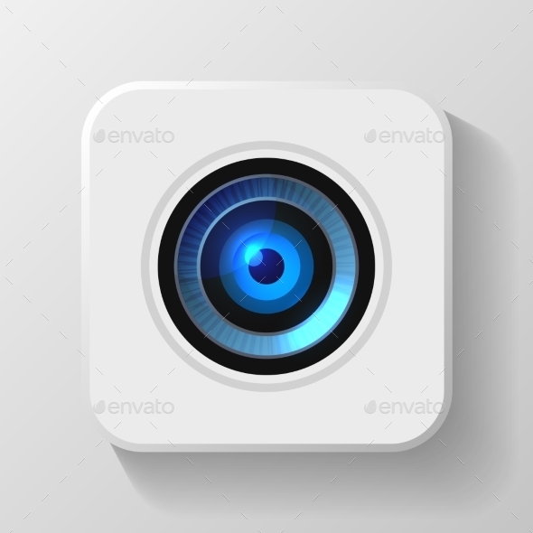GraphicRiver Blue Camera Lens Icon on White Vector 9103851 GraphicRiver Blue Camera Lens Icon on White Vector 9103851