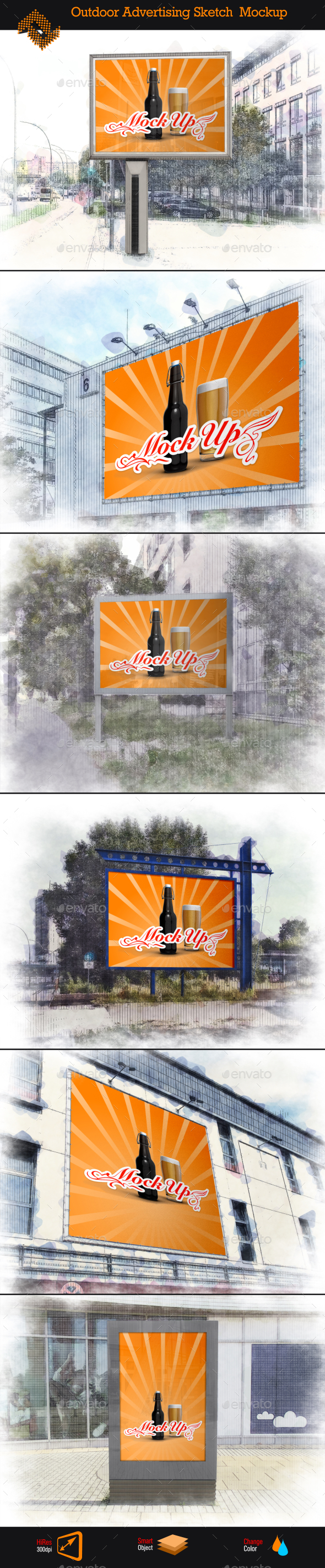 GraphicRiver 6 Outdoor Advertising Sketches Mockup 9104440 GraphicRiver 6 Outdoor Advertising Sketches Mockup 9104440