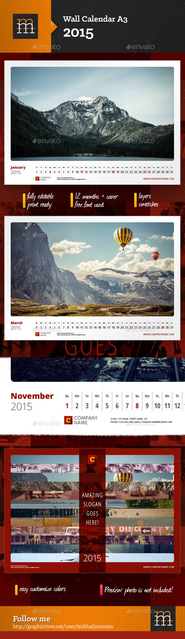 GraphicRiver Wall Calendar 2015 9106707 GraphicRiver Wall Calendar 2015 9106707