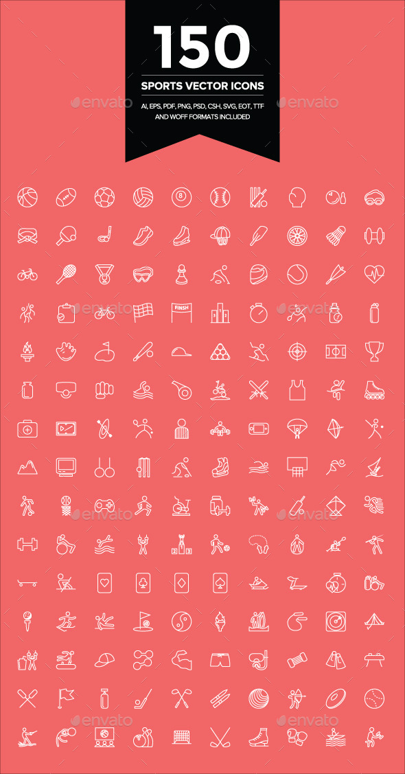 GraphicRiver 150 Sports Vector Icons 9107231 GraphicRiver 150 Sports Vector Icons 9107231