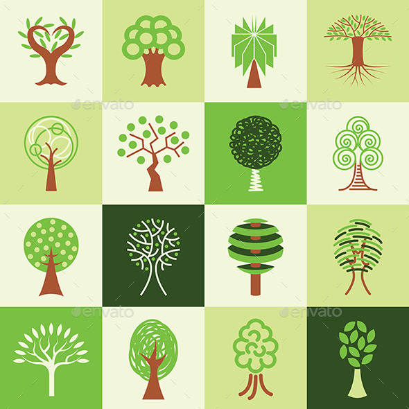 GraphicRiver Tree Icons Set 9109030 GraphicRiver Tree Icons Set 9109030