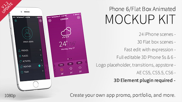 Phone 6 Flat Box Mockup Kit Phone 6 Flat Box Mockup Kit