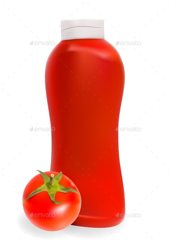 Ketchup Tomato Sauce on White Background Vector (Food)