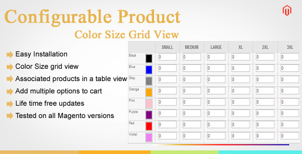 CodeCanyon Magento Configurable Product Color Size Grid View 9115520 CodeCanyon Magento Configurable Product Color Size Grid View 9115520