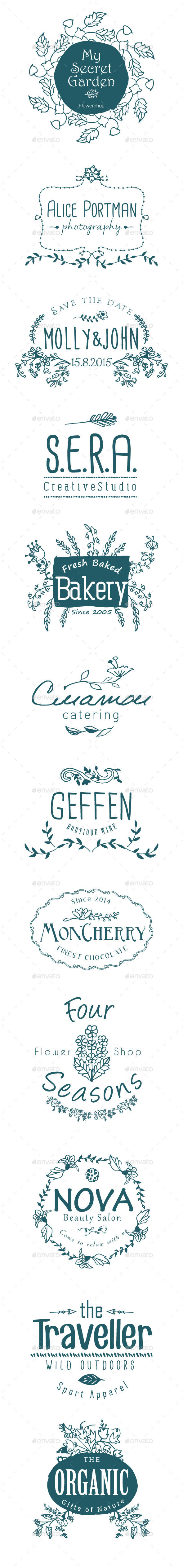 GraphicRiver 12 Hand Drawn Floral Labels 9121283 GraphicRiver 12 Hand Drawn Floral Labels 9121283