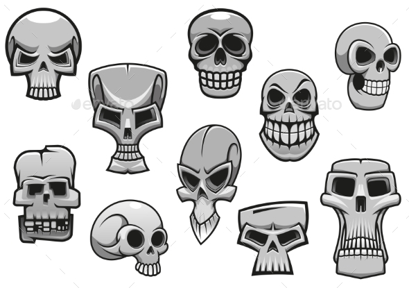 GraphicRiver Cartoon Human Scary Halloween Skulls 9125524 GraphicRiver Cartoon Human Scary Halloween Skulls 9125524