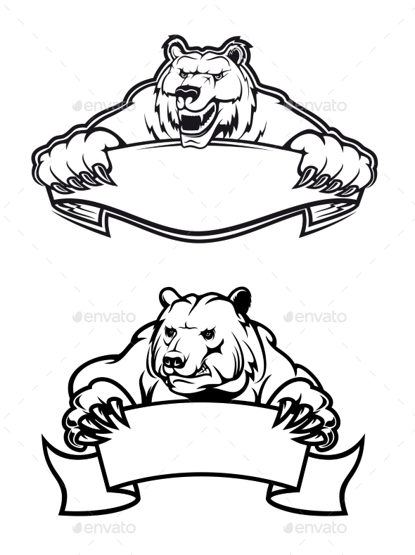 Angry Bears Mascots with Banners Angry Bears Mascots with Banners