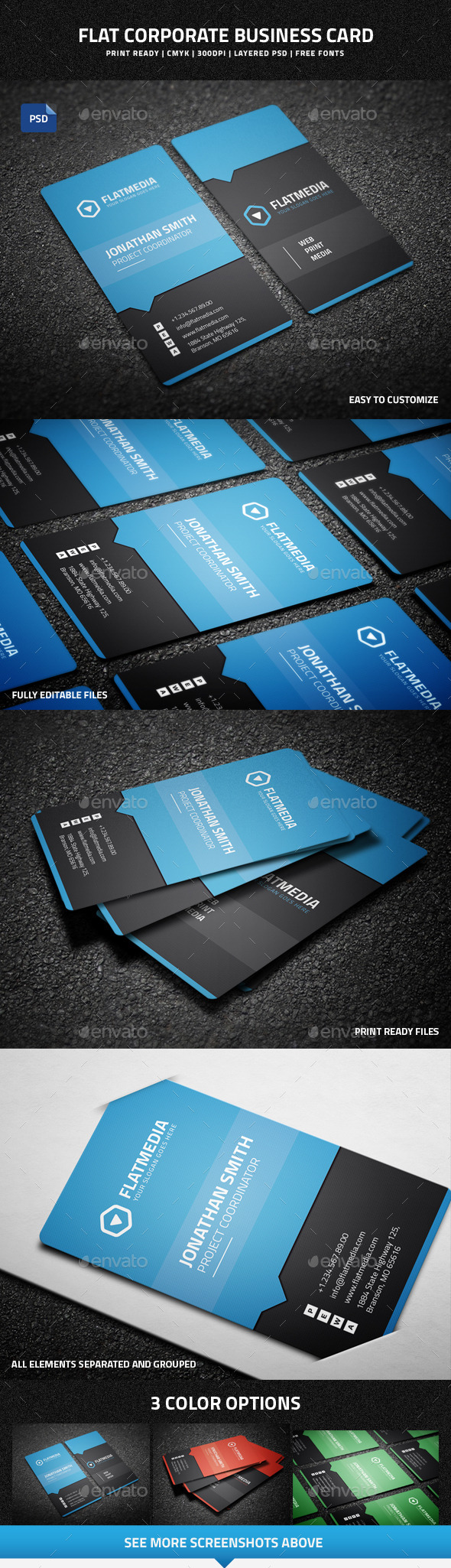 GraphicRiver Flat Corporate Business Card 9126641 GraphicRiver Flat Corporate Business Card 9126641