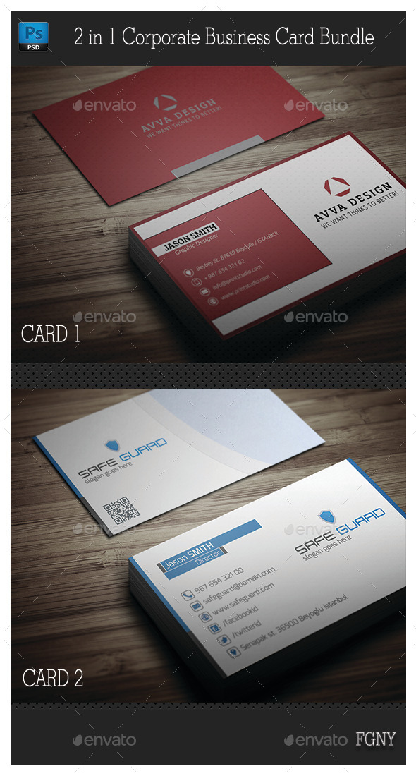 GraphicRiver 2in1 Corporate Business Card Bundle 9105417 GraphicRiver 2in1 Corporate Business Card Bundle 9105417