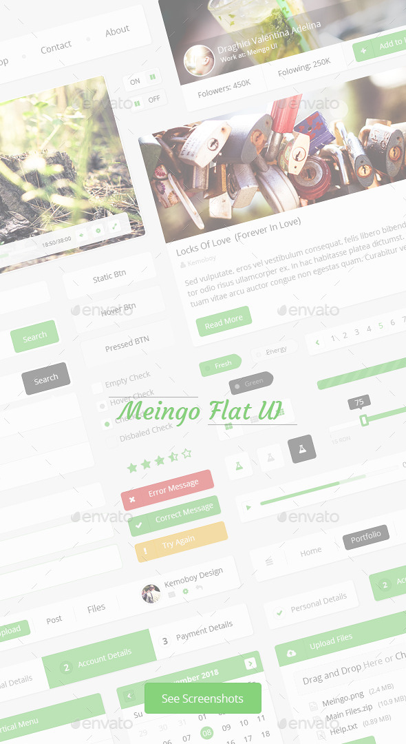 GraphicRiver Meingo-Fresh Flat User Interface 9106736 GraphicRiver Meingo-Fresh Flat User Interface 9106736