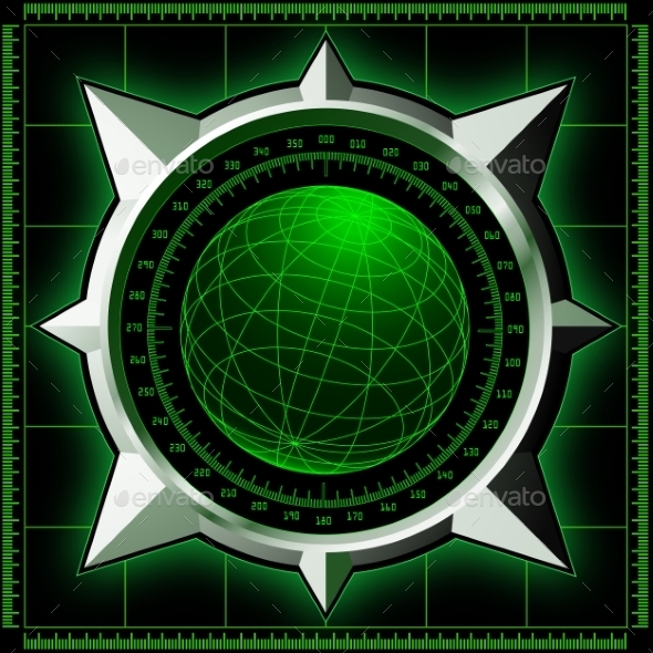 GraphicRiver Radar Screen with Steel Compass Rose 9127155 GraphicRiver Radar Screen with Steel Compass Rose 9127155