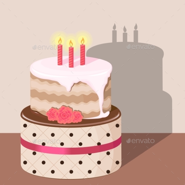 Birthday Cake with Strawberry Cream Isolated (Birthdays)