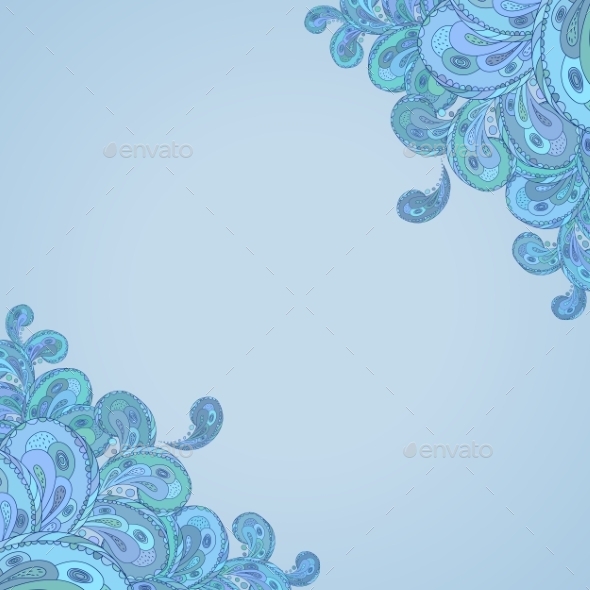 Abstract Paisley Element Border. Invitation Card. (Backgrounds)