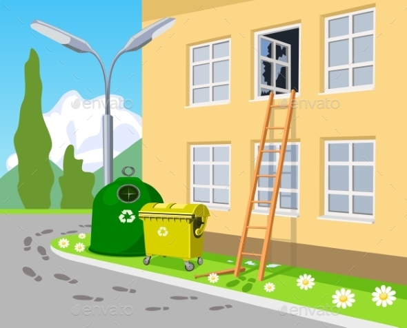 GraphicRiver Broken Window with Ladder and Footsteps 9130211 GraphicRiver Broken Window with Ladder and Footsteps 9130211