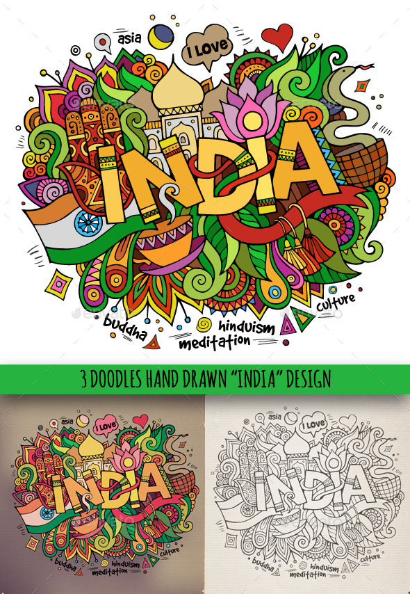 3 India Doodles (Travel)