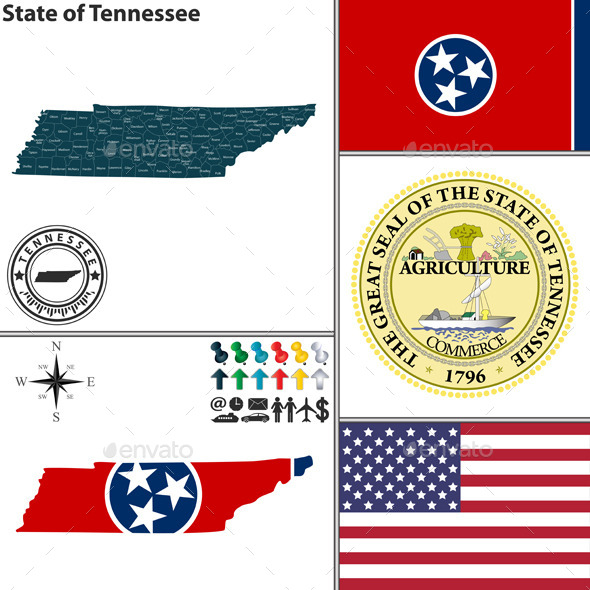 Map of state Tennessee, USA (Travel)