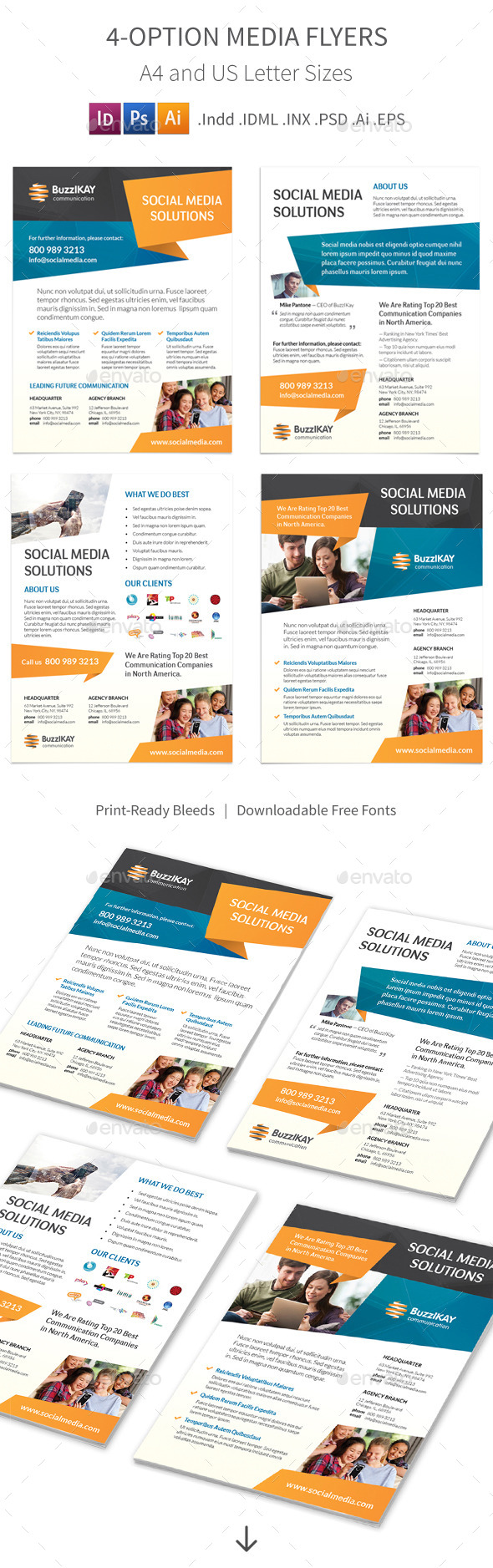 Media and Communication Flyers 4 Options Media and Communication Flyers 4 Options