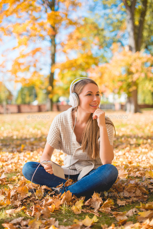 Young woman relaxing listening to music