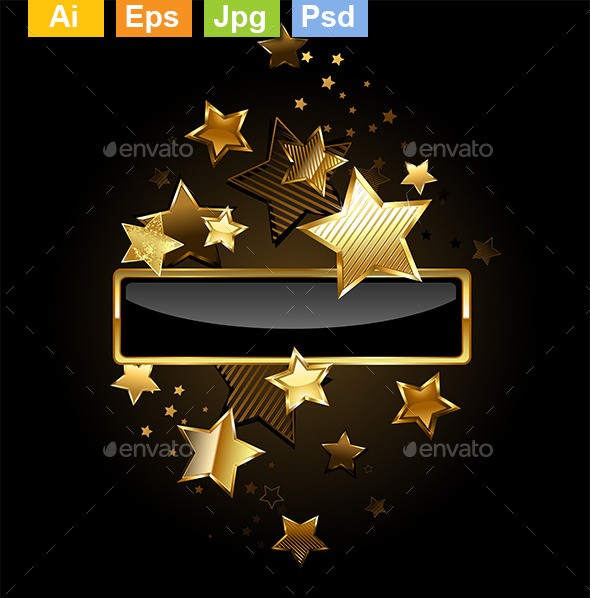 GraphicRiver Rectangular Banner with Gold Stars 9123057 GraphicRiver Rectangular Banner with Gold Stars 9123057
