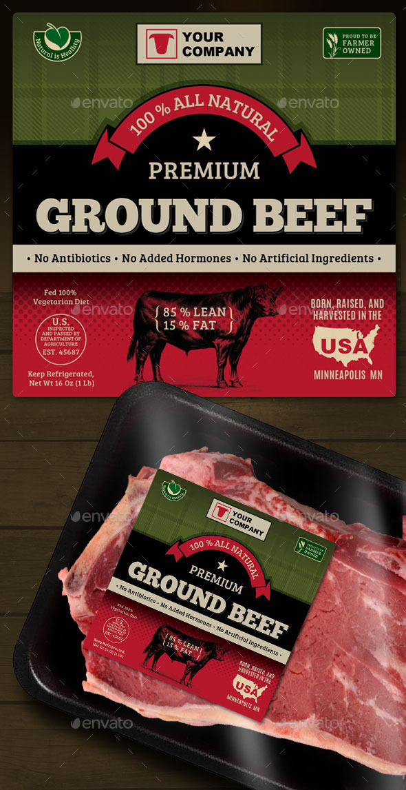 Ground Beef Label (Packaging)