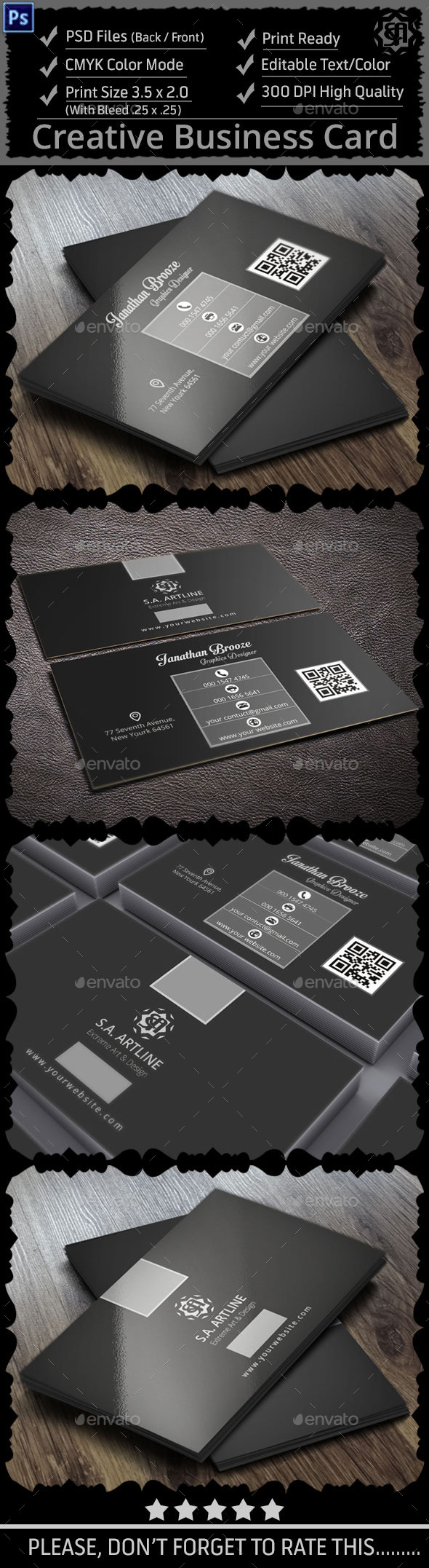 Black & White Creative Business Card (Creative)