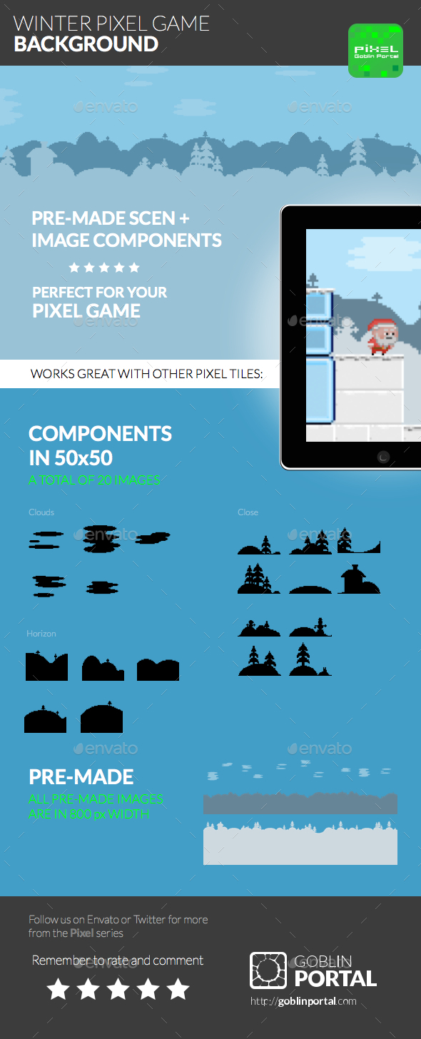 GraphicRiver Winter Pixel Game Background 9118145 GraphicRiver Winter Pixel Game Background 9118145