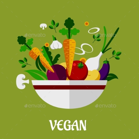 GraphicRiver Colorful Vegan Poster with Flat Vegetable Icons 9140236 GraphicRiver Colorful Vegan Poster with Flat Vegetable Icons 9140236