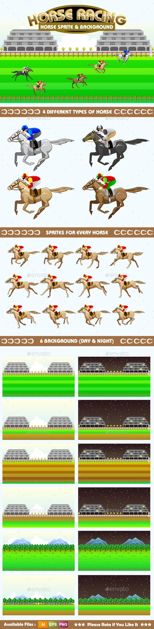 GraphicRiver Horse Racing Sprite & Background 9140241 GraphicRiver Horse Racing Sprite & Background 9140241