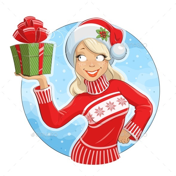 GraphicRiver Girl in Santa Claus Costume with Gift Box 9140327 GraphicRiver Girl in Santa Claus Costume with Gift Box 9140327