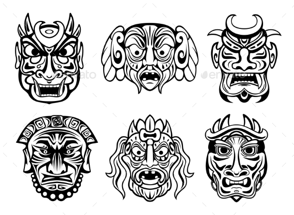GraphicRiver Religious Masks in Tribal Style 9147851 GraphicRiver Religious Masks in Tribal Style 9147851