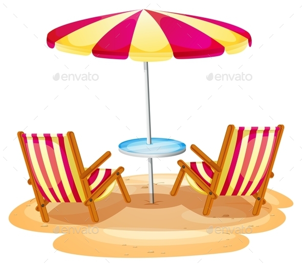GraphicRiver Stripe Beach Umbrella and Chairs 9148083 GraphicRiver Stripe Beach Umbrella and Chairs 9148083