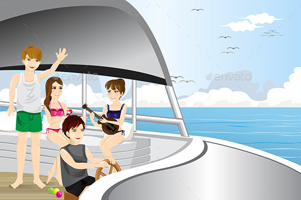 GraphicRiver Young People Riding a Motor Boat 9148310 GraphicRiver Young People Riding a Motor Boat 9148310