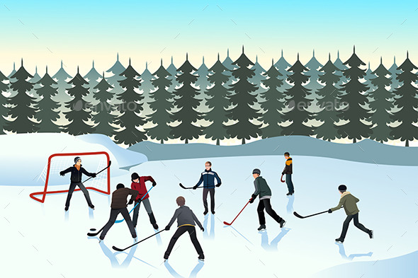 GraphicRiver Men Playing Ice Hockey Outdoor 9148311 GraphicRiver Men Playing Ice Hockey Outdoor 9148311