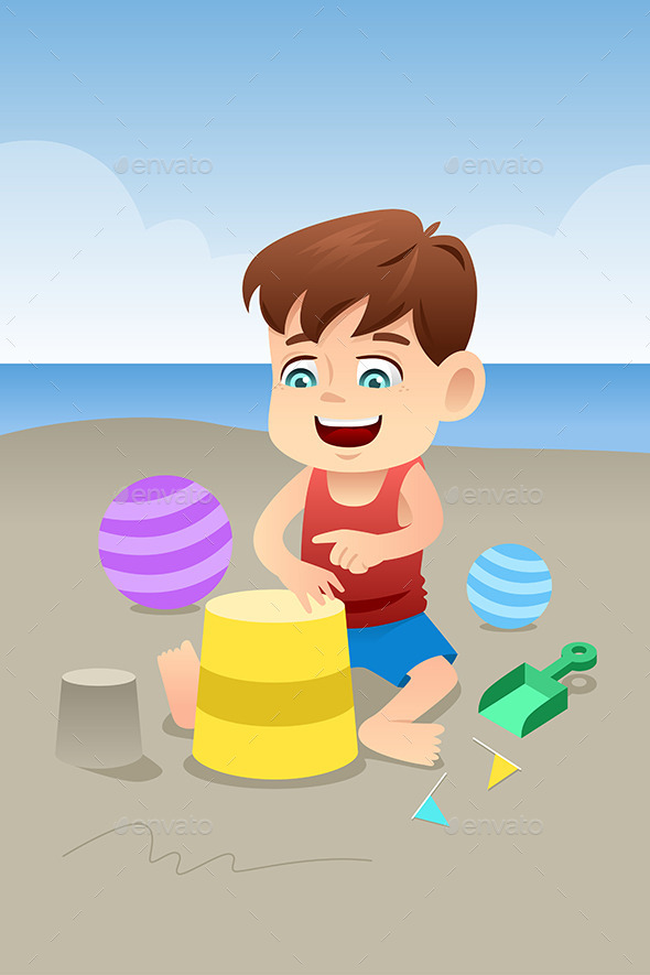 GraphicRiver Boy Playing on the Beach 9149042 GraphicRiver Boy Playing on the Beach 9149042