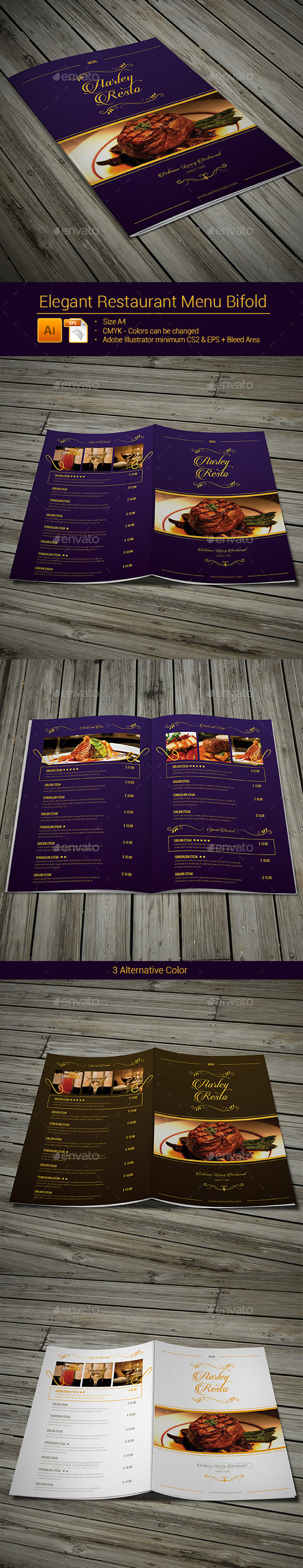 Elegant Restaurant Menu Bifold