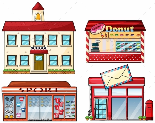 GraphicRiver A School Donut Store Sport Shop and a Post Office 9150487 GraphicRiver A School Donut Store Sport Shop and a Post Office 9150487