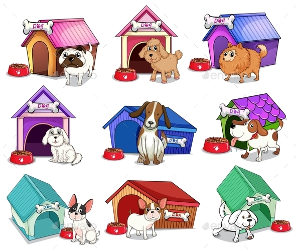 GraphicRiver Dogs with Houses 9150778 GraphicRiver Dogs with Houses 9150778