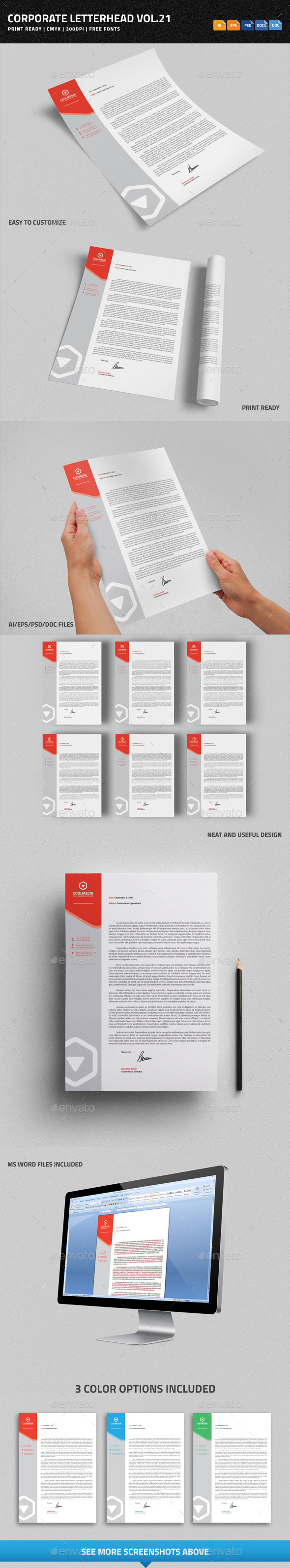 Corporate Letterhead vol.21 with MS Word DOC/DOCX (Stationery)