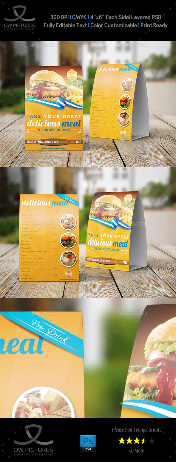 GraphicRiver Restaurant and Cafe Tabel Tent Template 9155014 GraphicRiver Restaurant and Cafe Tabel Tent Template 9155014