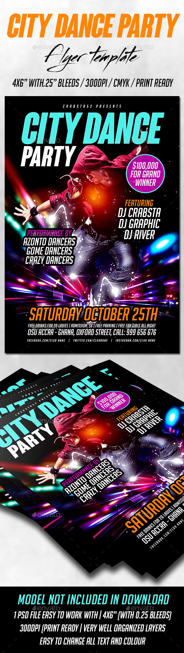 City Dance Party Flyer Template (Clubs & Parties)