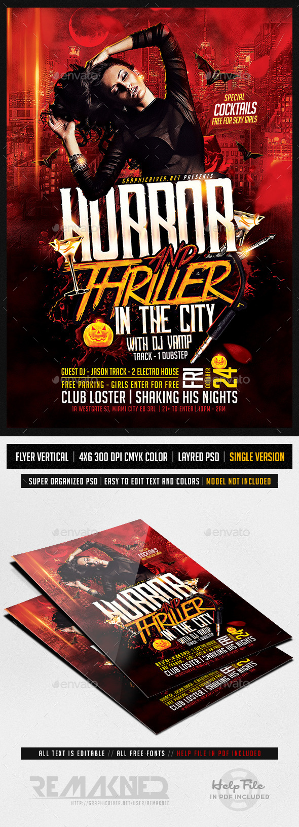 Horror and Thriller Halloween DJ Party Flyer