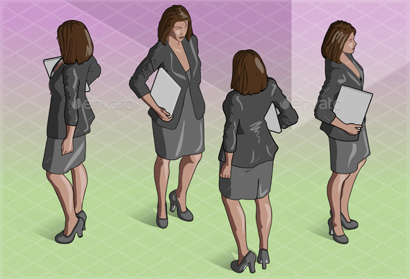 GraphicRiver Isometric Woman Secretary Standing 9161190 GraphicRiver Isometric Woman Secretary Standing 9161190